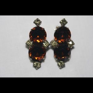 Vintage Brown Topaz Colored Clip Earrings